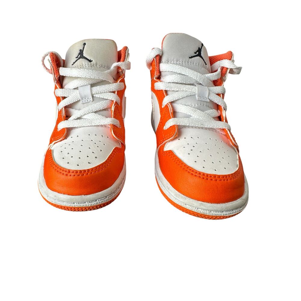 Nike Air Jordan 1 Mid SE Electro Orange & White Toddler Kids Sneakers Size 8C - Picture 7 of 10